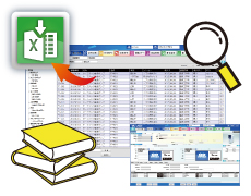 カルテをリスト表示、検索・ソート・Excel※出力ができる　