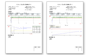 自動でテストレポートを作成、印刷し書類として保管も可能